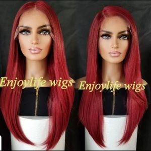 Human Hair Blend Deep Red HD Lacefront Wig